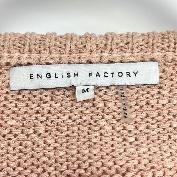 English Factory Knit Tasseled Sweater with Crossed Details on Back Size Medium - Picture 3 of 6